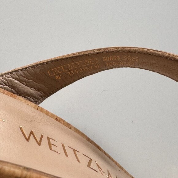 Stuart Weitzman Cork Wedge Slides Beige Nude Size 8 - Picture 5 of 5